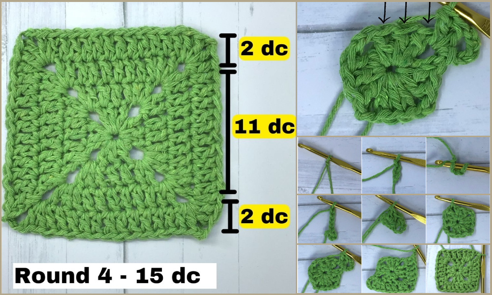 How to crochet a solid granny square.